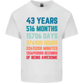 43rd Birthday 43 Year Old Mens Cotton T-Shirt Tee Top White