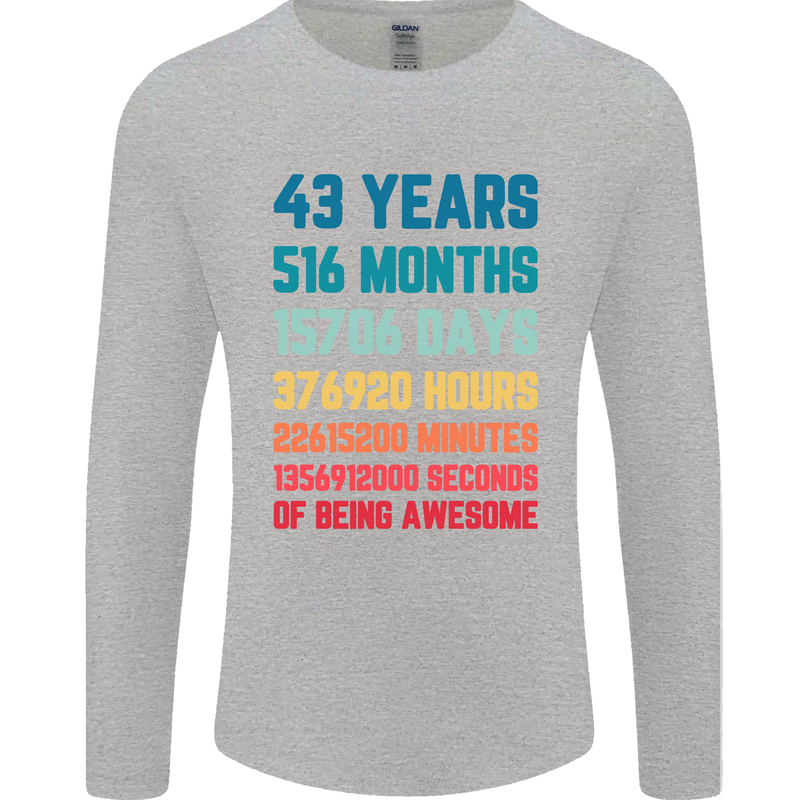 43rd Birthday 43 Year Old Mens Long Sleeve T-Shirt Sports Grey