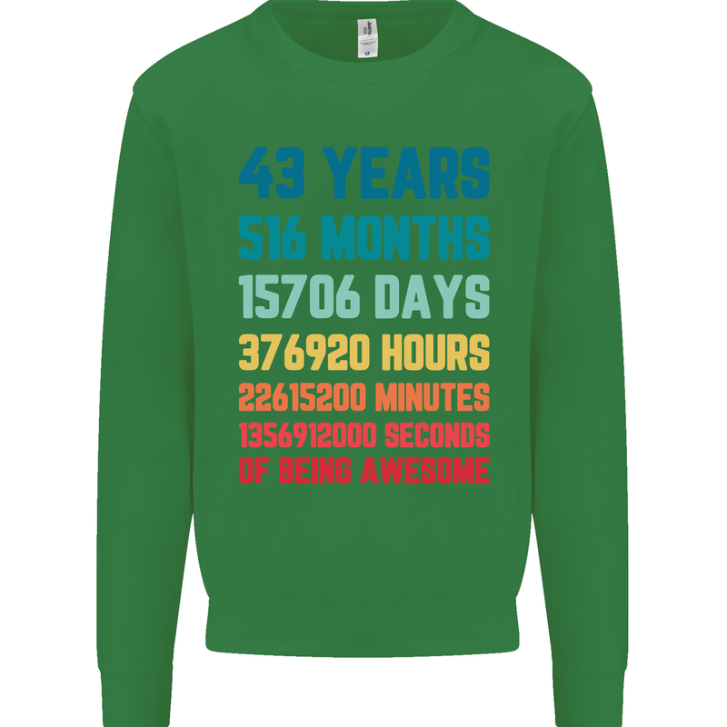 43rd Birthday 43 Year Old Mens Sweatshirt Jumper Irish Green