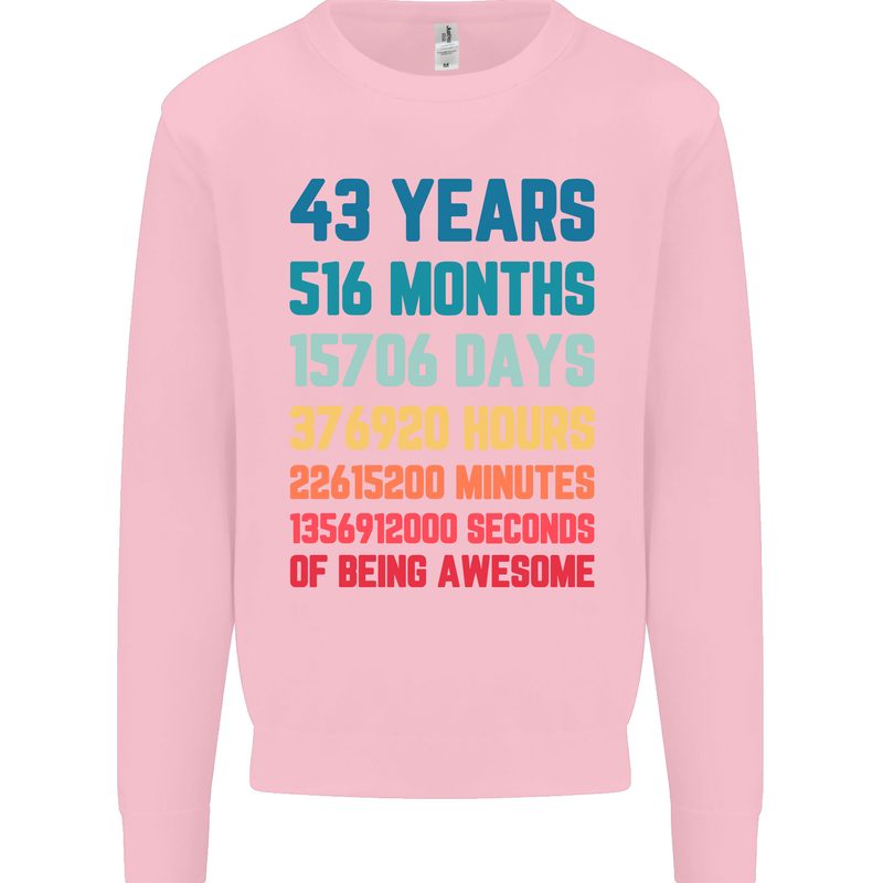 43rd Birthday 43 Year Old Mens Sweatshirt Jumper Light Pink