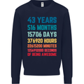 43rd Birthday 43 Year Old Mens Sweatshirt Jumper Navy Blue