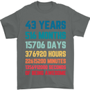 43rd Birthday 43 Year Old Mens T-Shirt 100% Cotton Charcoal