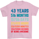 43rd Birthday 43 Year Old Mens T-Shirt 100% Cotton Light Pink