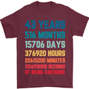 43rd Birthday 43 Year Old Mens T-Shirt 100% Cotton Maroon
