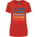 43rd Birthday 43 Year Old Womens Wider Cut T-Shirt Red