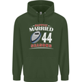 44 Year Wedding Anniversary 44th Rugby Mens 80% Cotton Hoodie Forest Green