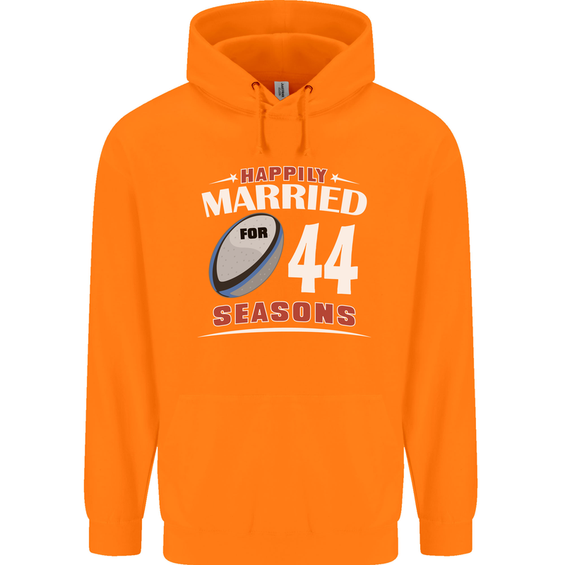 44 Year Wedding Anniversary 44th Rugby Mens 80% Cotton Hoodie Orange