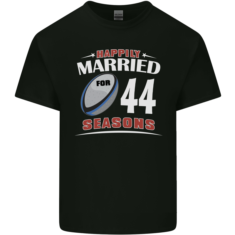 44 Year Wedding Anniversary 44th Rugby Mens Cotton T-Shirt Tee Top Black