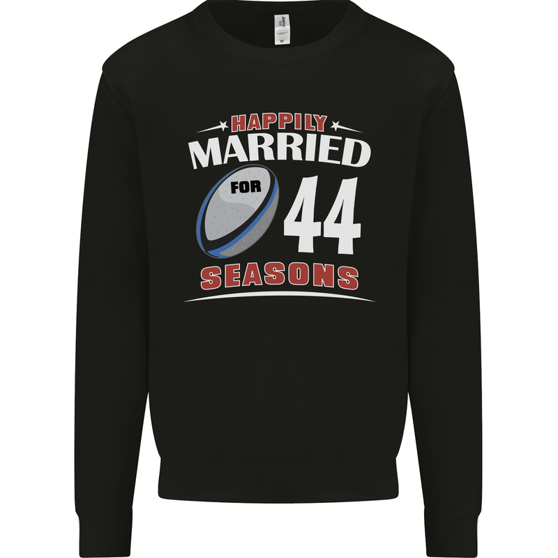 44 Year Wedding Anniversary 44th Rugby Mens Sweatshirt Jumper Black