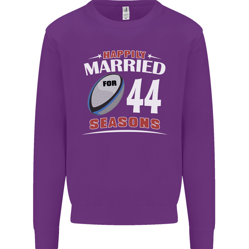 44 Year Wedding Anniversary 44th Rugby Mens Sweatshirt Jumper Purple