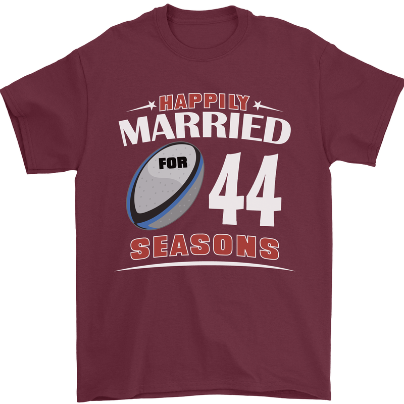44 Year Wedding Anniversary 44th Rugby Mens T-Shirt 100% Cotton Maroon