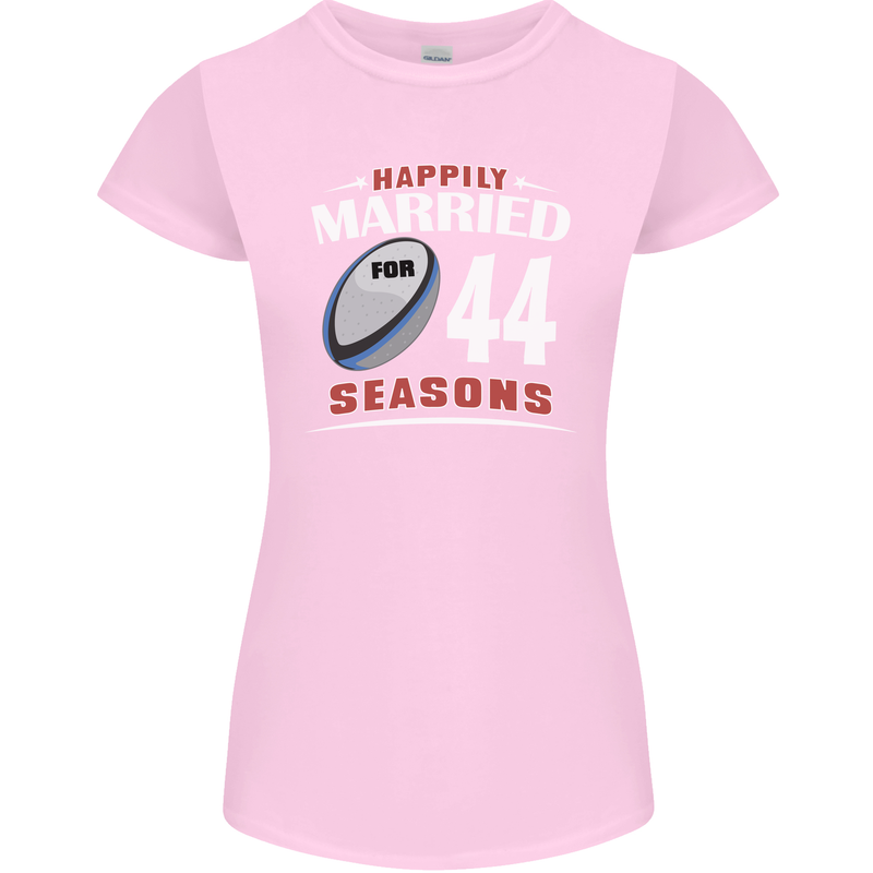 44 Year Wedding Anniversary 44th Rugby Womens Petite Cut T-Shirt Light Pink