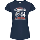 44 Year Wedding Anniversary 44th Rugby Womens Petite Cut T-Shirt Navy Blue