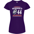 44 Year Wedding Anniversary 44th Rugby Womens Petite Cut T-Shirt Purple