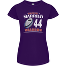 44 Year Wedding Anniversary 44th Rugby Womens Petite Cut T-Shirt Purple