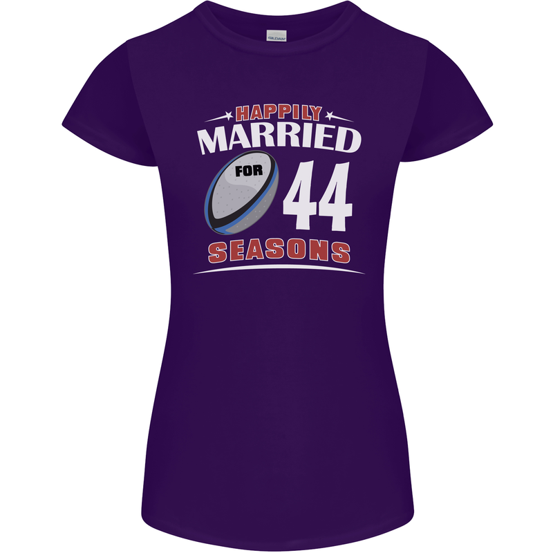 44 Year Wedding Anniversary 44th Rugby Womens Petite Cut T-Shirt Purple
