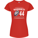 44 Year Wedding Anniversary 44th Rugby Womens Petite Cut T-Shirt Red