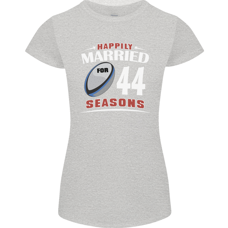 44 Year Wedding Anniversary 44th Rugby Womens Petite Cut T-Shirt Sports Grey