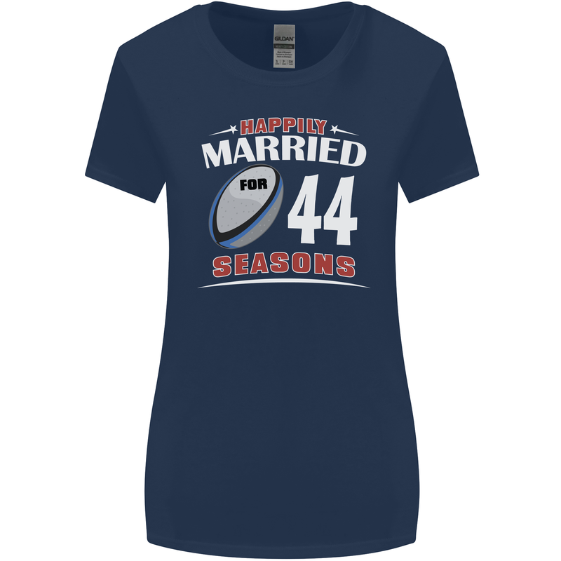 44 Year Wedding Anniversary 44th Rugby Womens Wider Cut T-Shirt Navy Blue