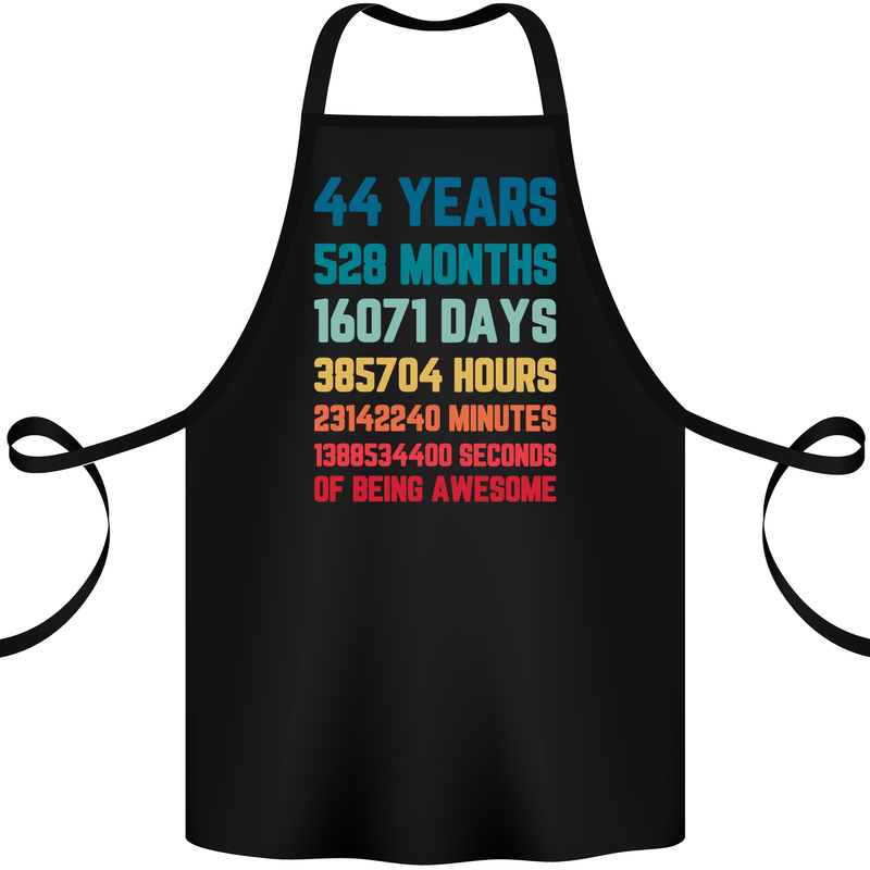 44th Birthday 44 Year Old Cotton Apron 100% Organic Black