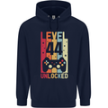 44th Birthday 44 Year Old Level Up Gamming Mens 80% Cotton Hoodie Navy Blue