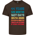 44th Birthday 44 Year Old Mens Cotton T-Shirt Tee Top Dark Chocolate