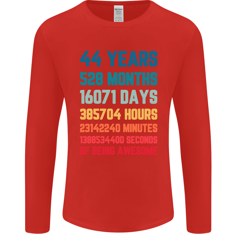 44th Birthday 44 Year Old Mens Long Sleeve T-Shirt Red