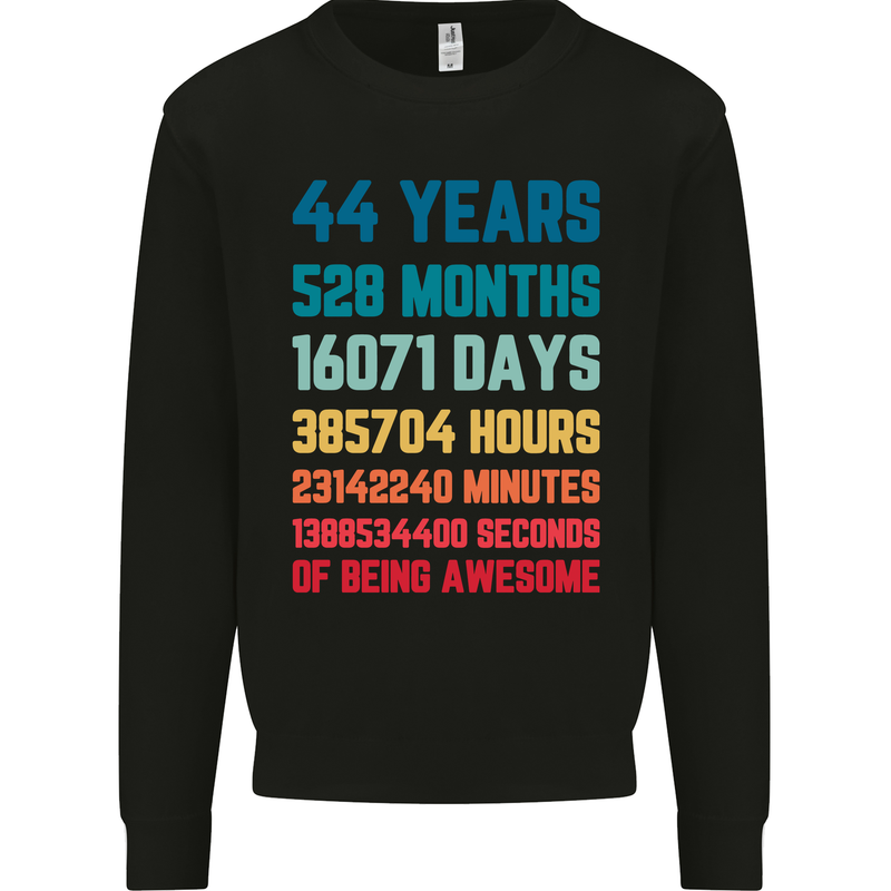 44th Birthday 44 Year Old Mens Sweatshirt Jumper Black