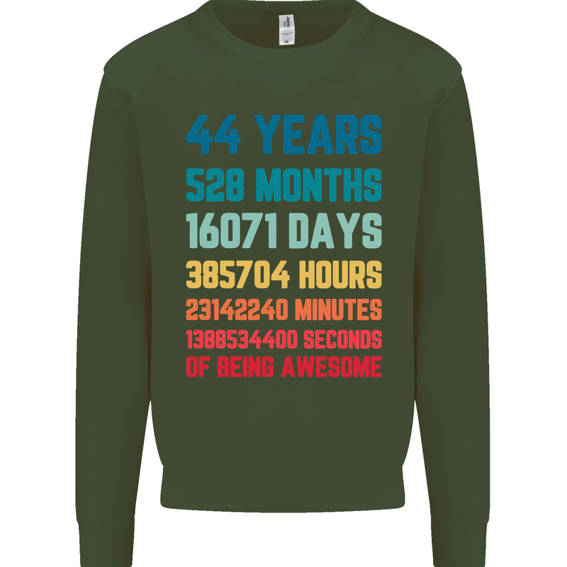 44th Birthday 44 Year Old Mens Sweatshirt Jumper Forest Green