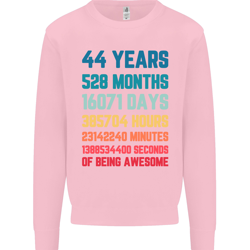 44th Birthday 44 Year Old Mens Sweatshirt Jumper Light Pink