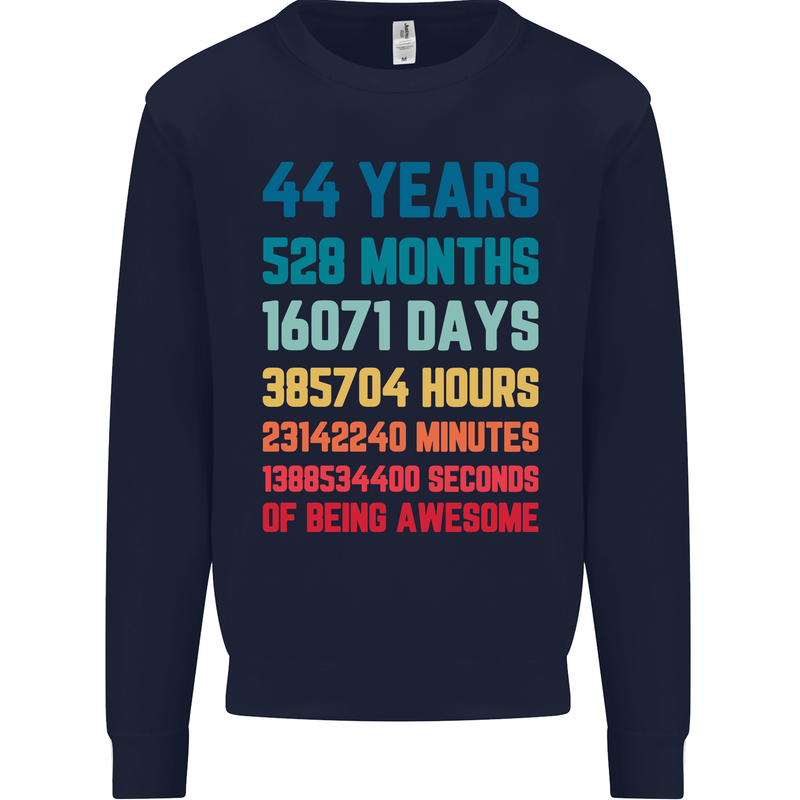 44th Birthday 44 Year Old Mens Sweatshirt Jumper Navy Blue