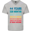 44th Birthday 44 Year Old Mens V-Neck Cotton T-Shirt Sports Grey