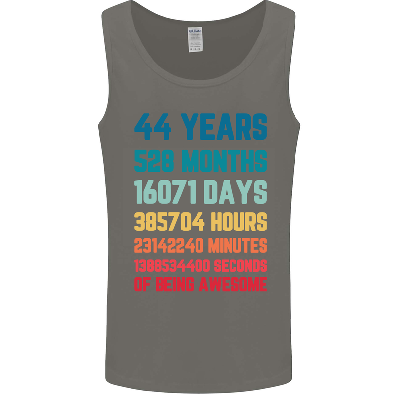 44th Birthday 44 Year Old Mens Vest Tank Top Charcoal