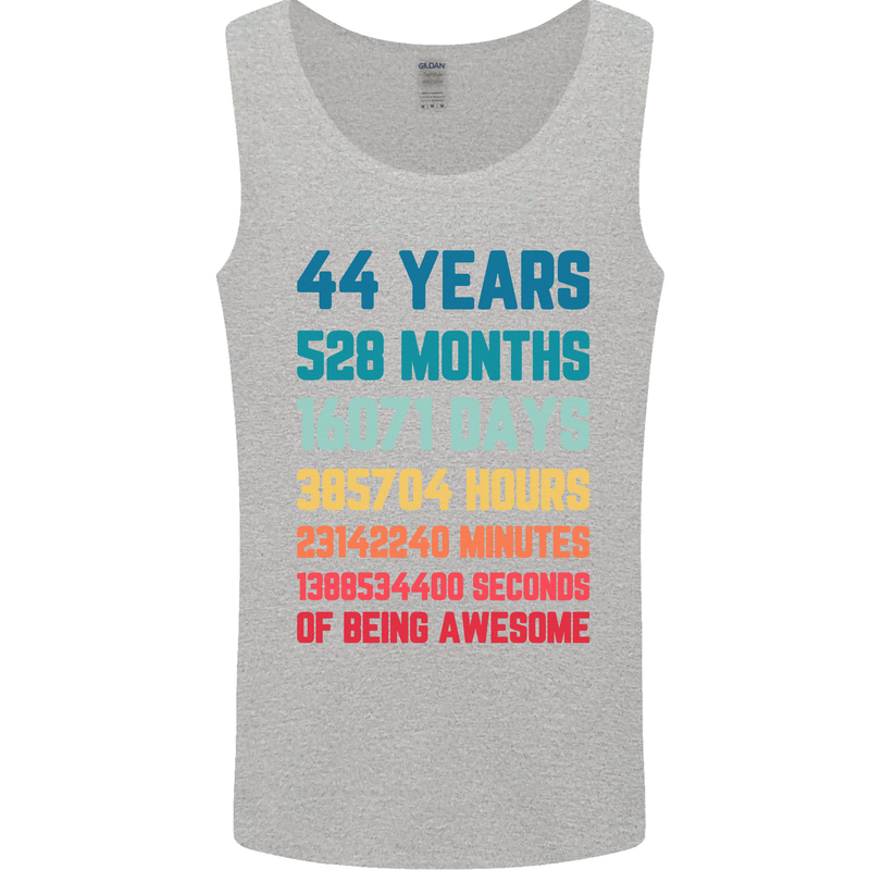 44th Birthday 44 Year Old Mens Vest Tank Top Sports Grey