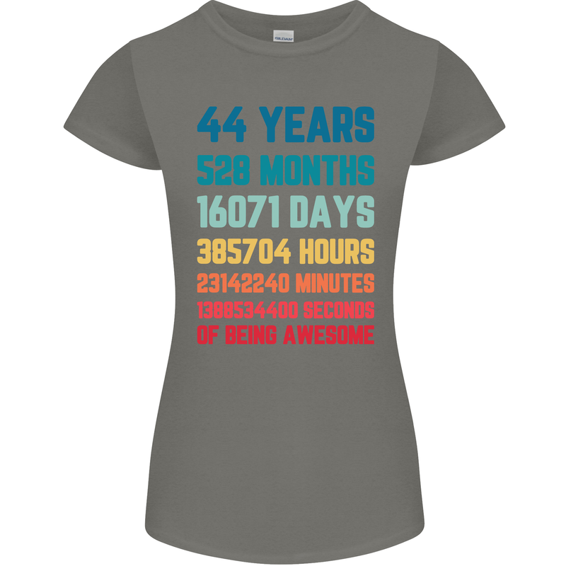 44th Birthday 44 Year Old Womens Petite Cut T-Shirt Charcoal