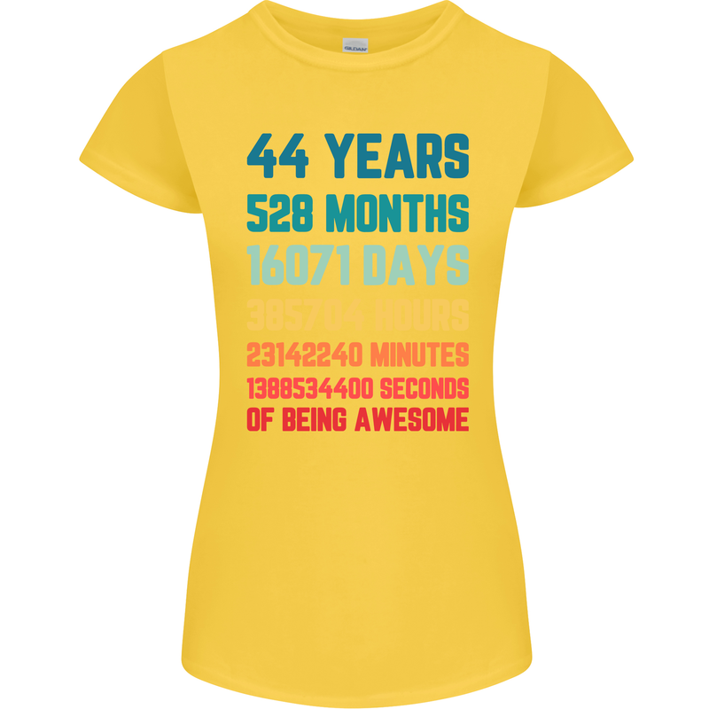 44th Birthday 44 Year Old Womens Petite Cut T-Shirt Yellow