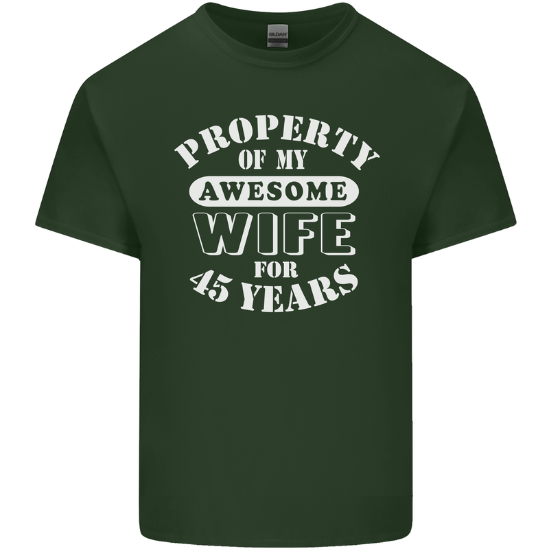 45 Year Wedding Anniversary 45th Funny Wife Mens Cotton T-Shirt Tee Top Forest Green