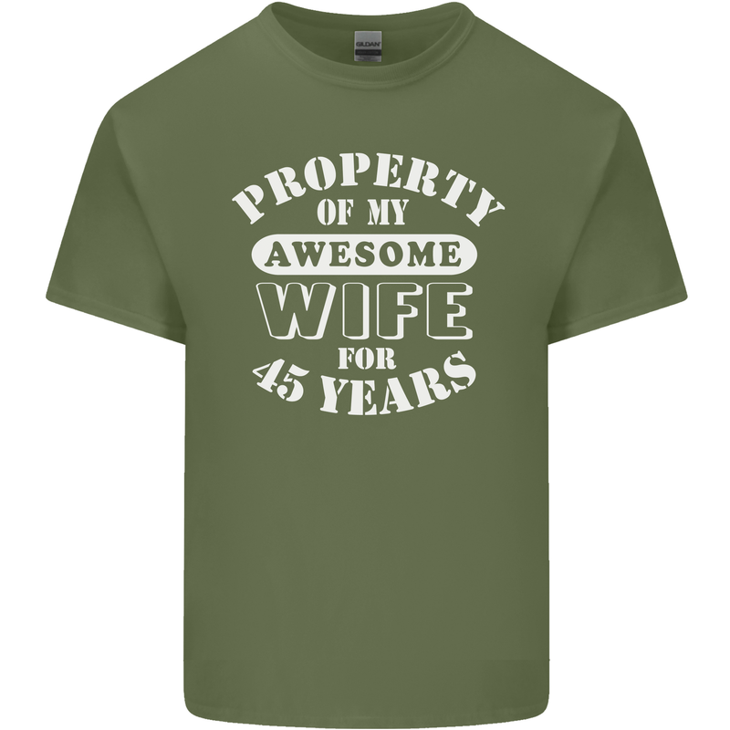 45 Year Wedding Anniversary 45th Funny Wife Mens Cotton T-Shirt Tee Top Military Green