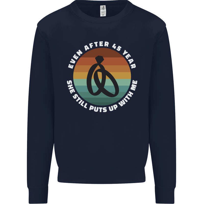 45 Year Wedding Anniversary 45th Marriage Mens Sweatshirt Jumper Navy Blue