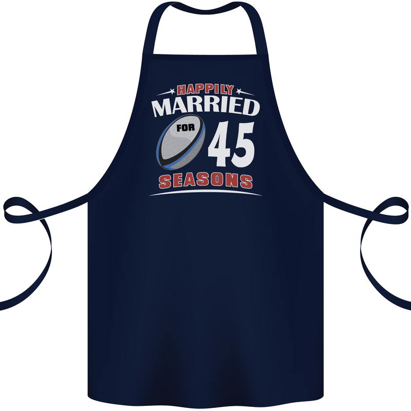 45 Year Wedding Anniversary 45th Rugby Cotton Apron 100% Organic Navy Blue