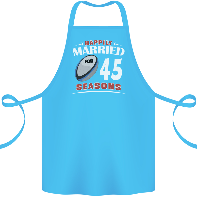 45 Year Wedding Anniversary 45th Rugby Cotton Apron 100% Organic Turquoise