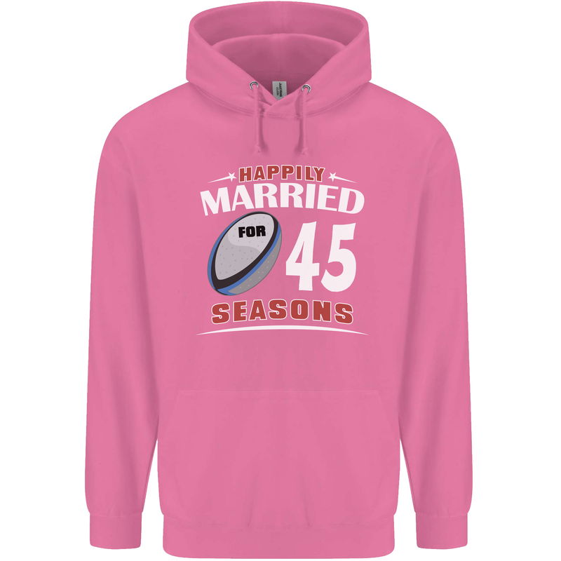 45 Year Wedding Anniversary 45th Rugby Mens 80% Cotton Hoodie Azelea