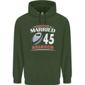45 Year Wedding Anniversary 45th Rugby Mens 80% Cotton Hoodie Forest Green