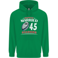 45 Year Wedding Anniversary 45th Rugby Mens 80% Cotton Hoodie Irish Green
