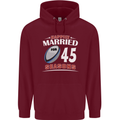 45 Year Wedding Anniversary 45th Rugby Mens 80% Cotton Hoodie Maroon