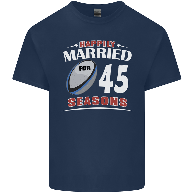 45 Year Wedding Anniversary 45th Rugby Mens Cotton T-Shirt Tee Top Navy Blue