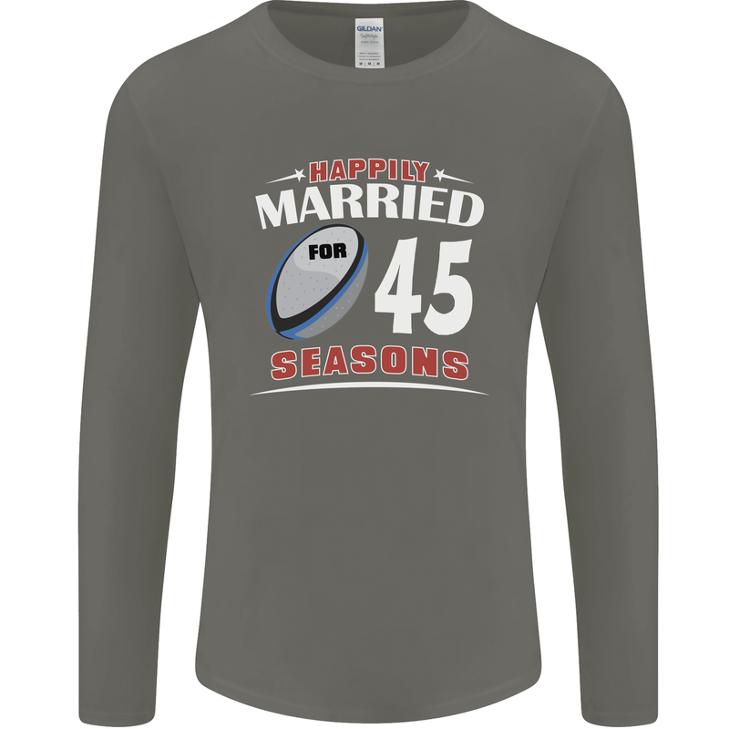 45 Year Wedding Anniversary 45th Rugby Mens Long Sleeve T-Shirt Charcoal