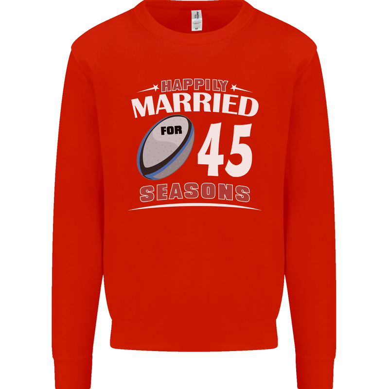 45 Year Wedding Anniversary 45th Rugby Mens Sweatshirt Jumper Bright Red