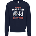 45 Year Wedding Anniversary 45th Rugby Mens Sweatshirt Jumper Navy Blue