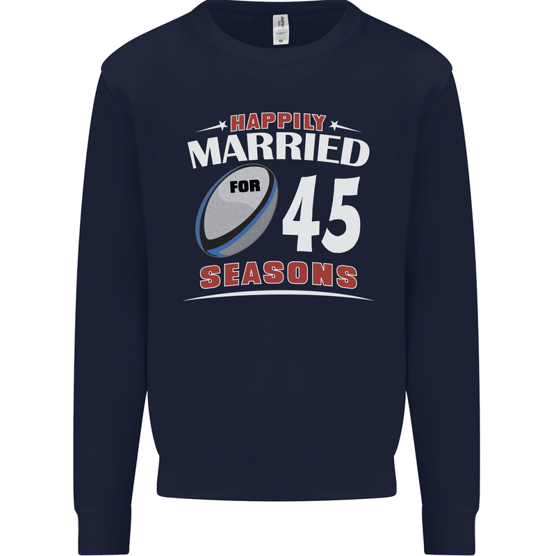 45 Year Wedding Anniversary 45th Rugby Mens Sweatshirt Jumper Navy Blue